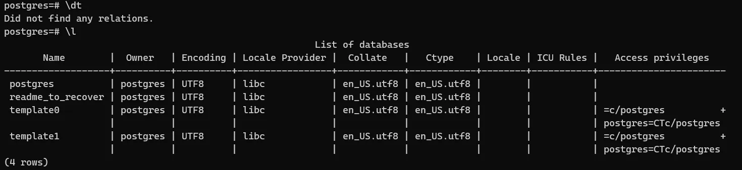 listing database result